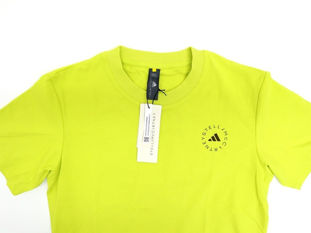 3万新品◆S◆アディダス×ステラ Adidas by STELLA MCCARTNEY ストレッチ素材コラボロゴTシャツ 黄 1円の画像3