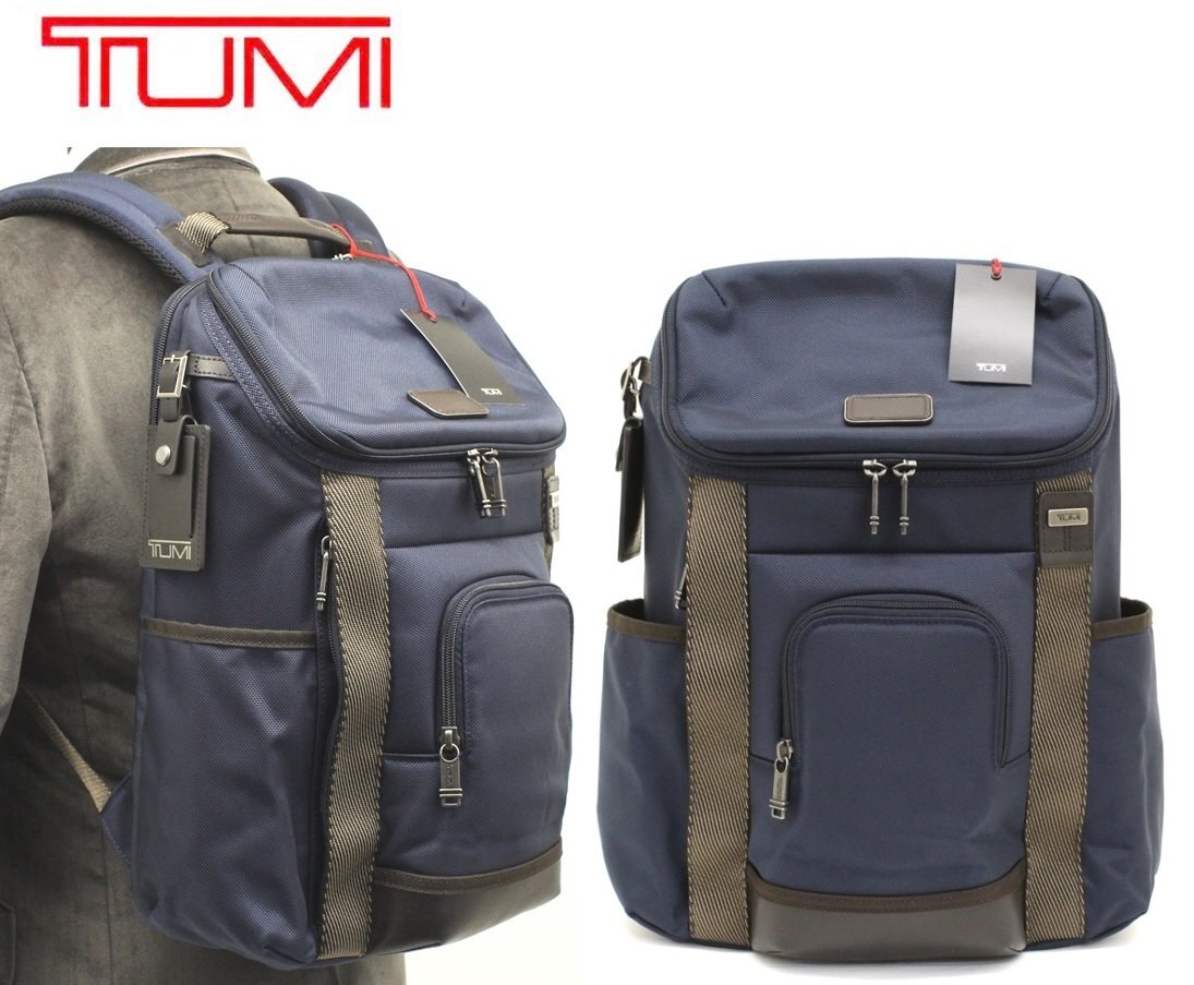 12万新品◆TUMI トゥミ◆紺 バリスティックナイロン 多機能バックパック『Thornhill』１円の画像1