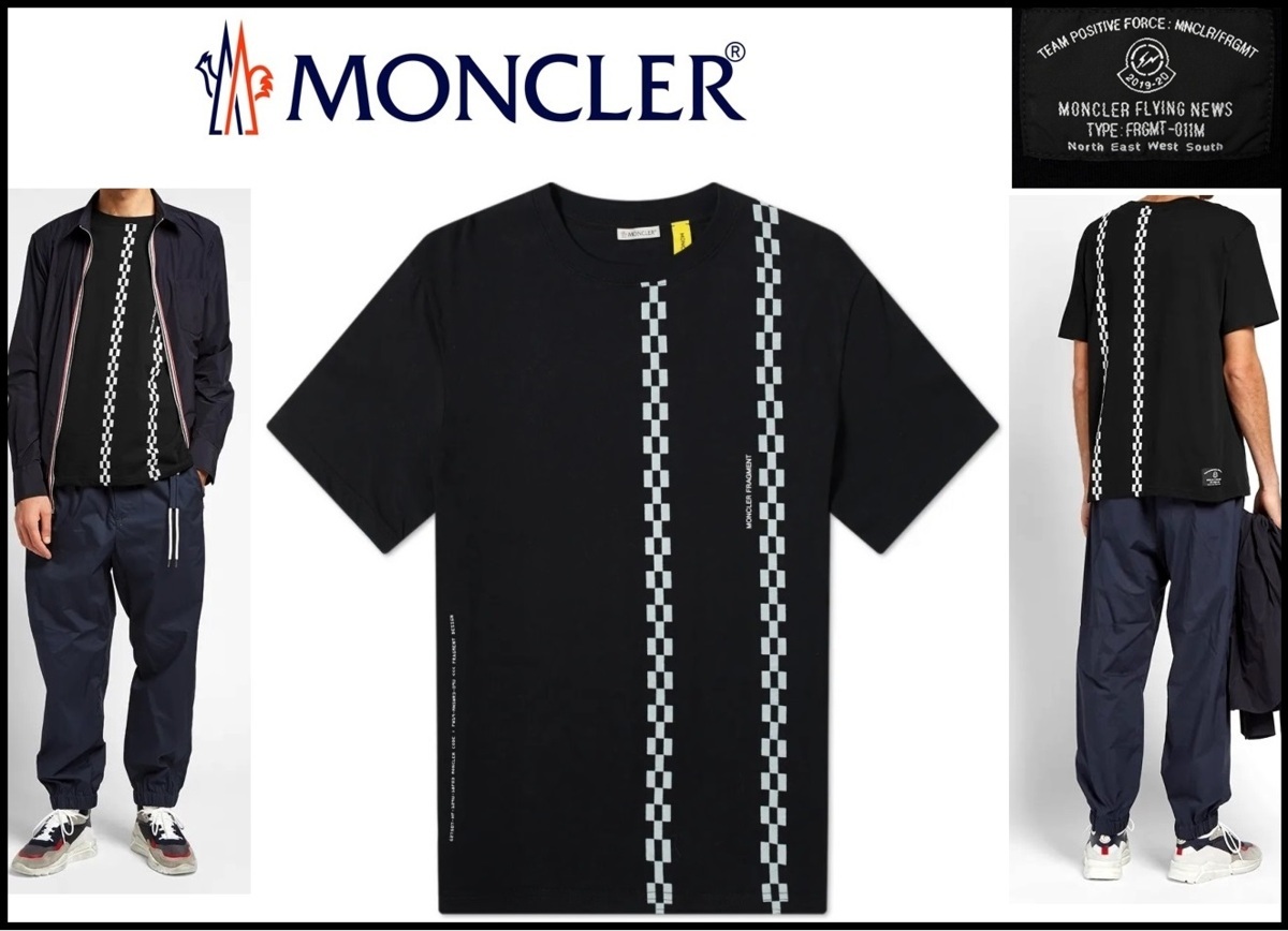 7万新品本物◆モンクレールジーニアス◆XS◆FRAGMENT HIROSHI FUJIWARA 7MONCLERチェッカーラインTシャツの画像1