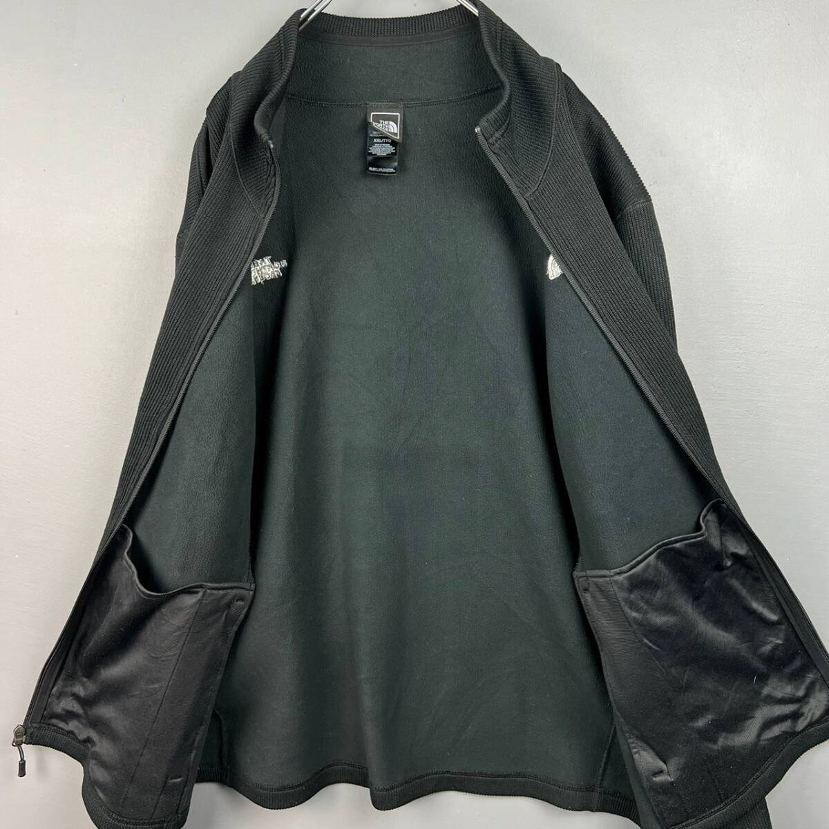 Wm436 正規品 ザノースフェイス クレストウッド フルジップセーター ジャケット ブラック 黒 刺繍 メンズ XXL 大きいサイズの画像5