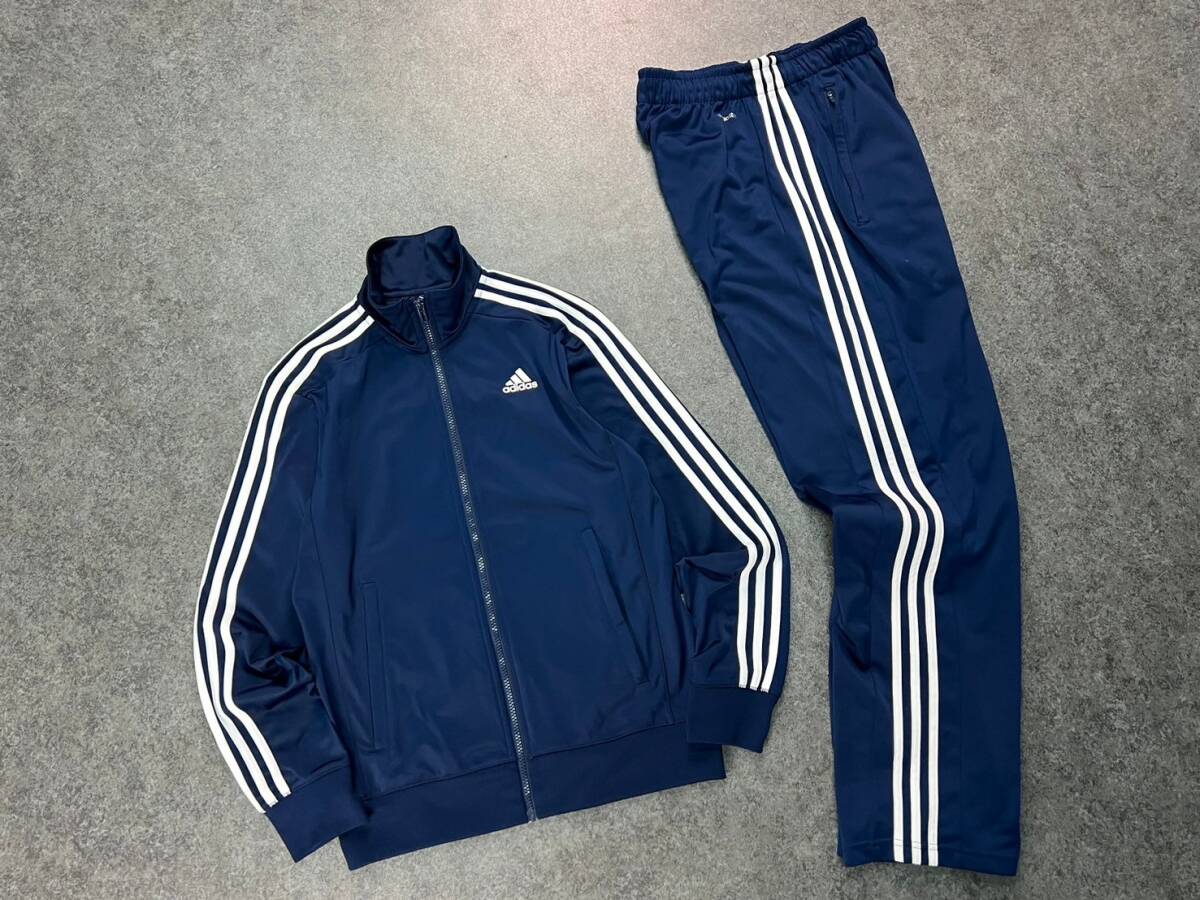 Wm540 ADIDAS ESSENTIALS アディダス エッセンシャルズ ジャージ トラックスーツ セットアップ ネイビー 紺 メンズ_画像2