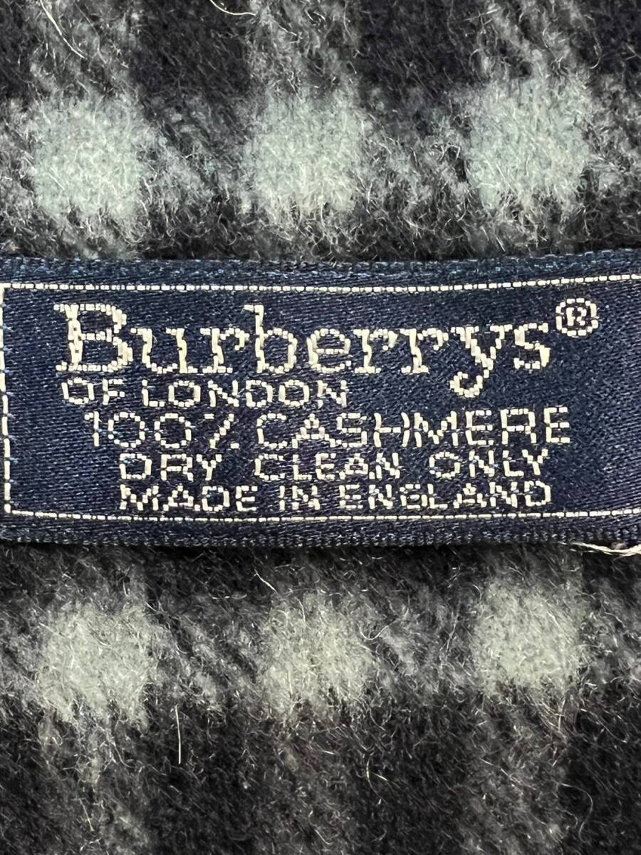 Wm451 英国製 Burberrys バーバリー マフラー ストール カシミヤ カシミア 100% ノバチェック柄 ネイビー 小物の画像7