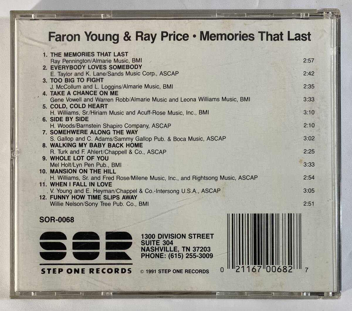 ファロン・ヤング (Faron Young) & レイ・プライス (Ray Price) / Memories That Last 米盤CD Step One SOR-0068_画像2