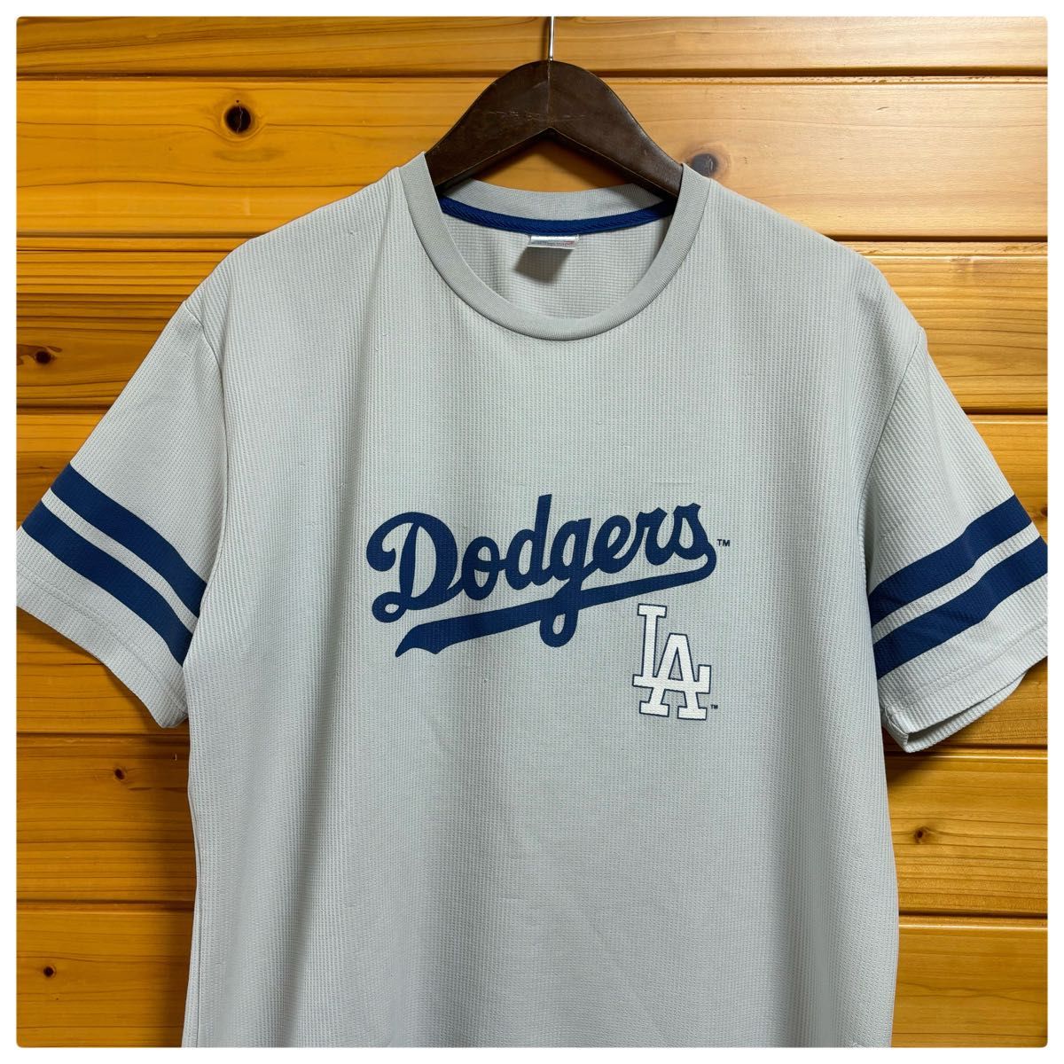 訳あり古着Dodgers Tシャツ メッシュ ロゴプリント グレー LL