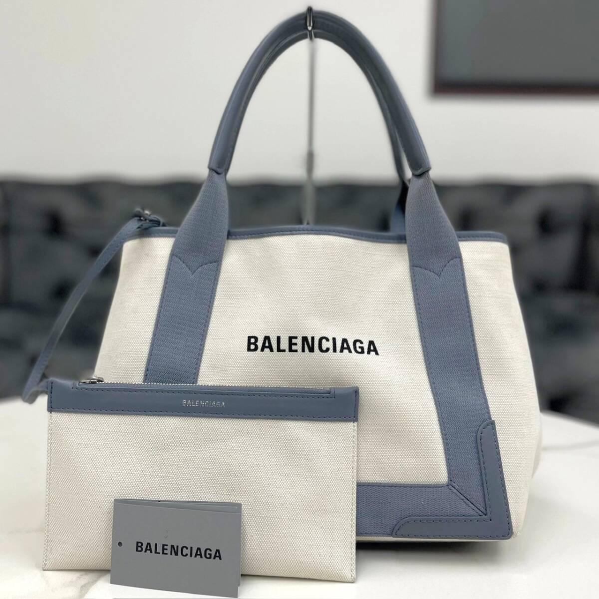  прекрасный товар * Balenciaga темно-синий бегемот sS серый ручная сумочка 2019 год 