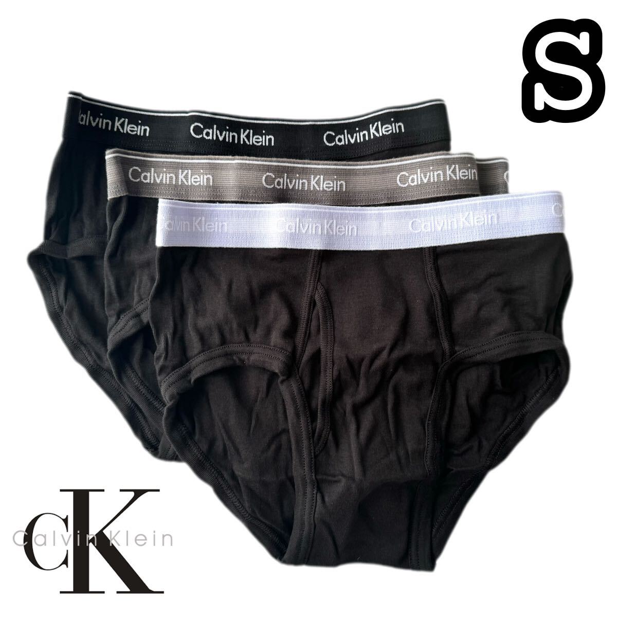 Calvin Klein カルバンクライン メンズ ブリーフ Sサイズ ブラック 3枚セットの画像1