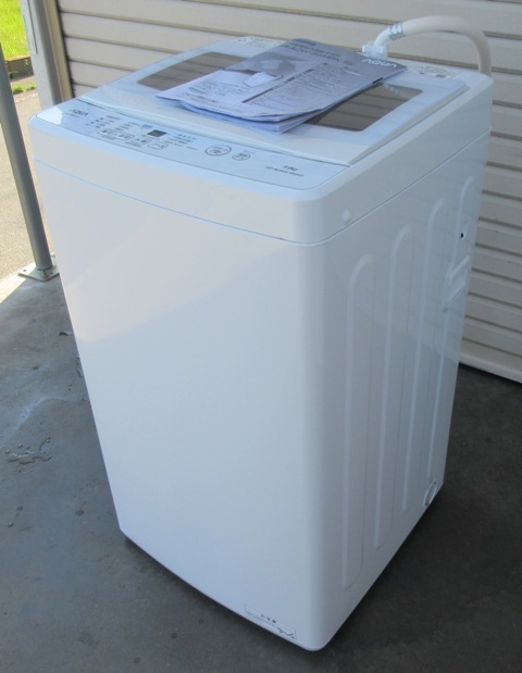 ☆長期保証付き☆2022年製 AQUA アクア 全自動洗濯機 ホワイト AQW-S5MBK-W 洗濯5.0kg 簡易乾燥 送風機能 上開き クリアガラストップ の画像1