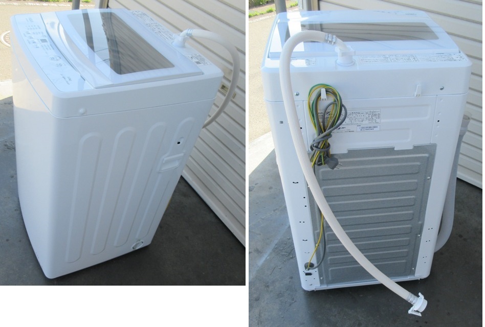 ☆長期保証付き☆2022年製 AQUA アクア 全自動洗濯機 ホワイト AQW-S5MBK-W 洗濯5.0kg 簡易乾燥 送風機能 上開き クリアガラストップ の画像3