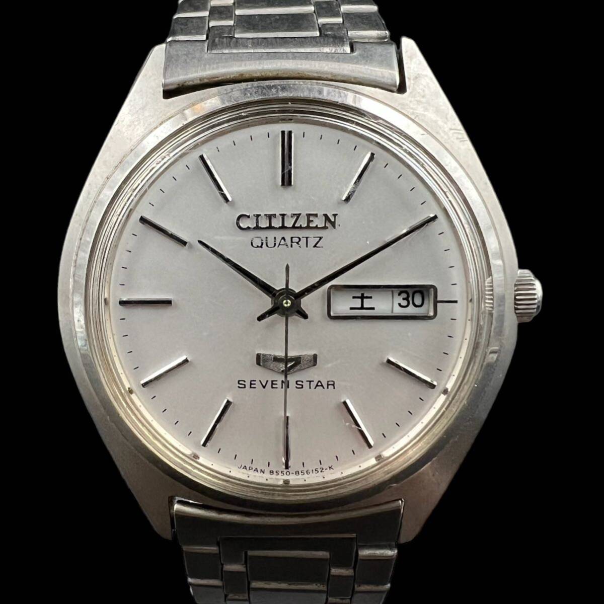 【KF2281】CITIZEN SEVENSTAR クォーツ QZ デイデイト シルバー文字盤 腕時計 シチズンの画像1