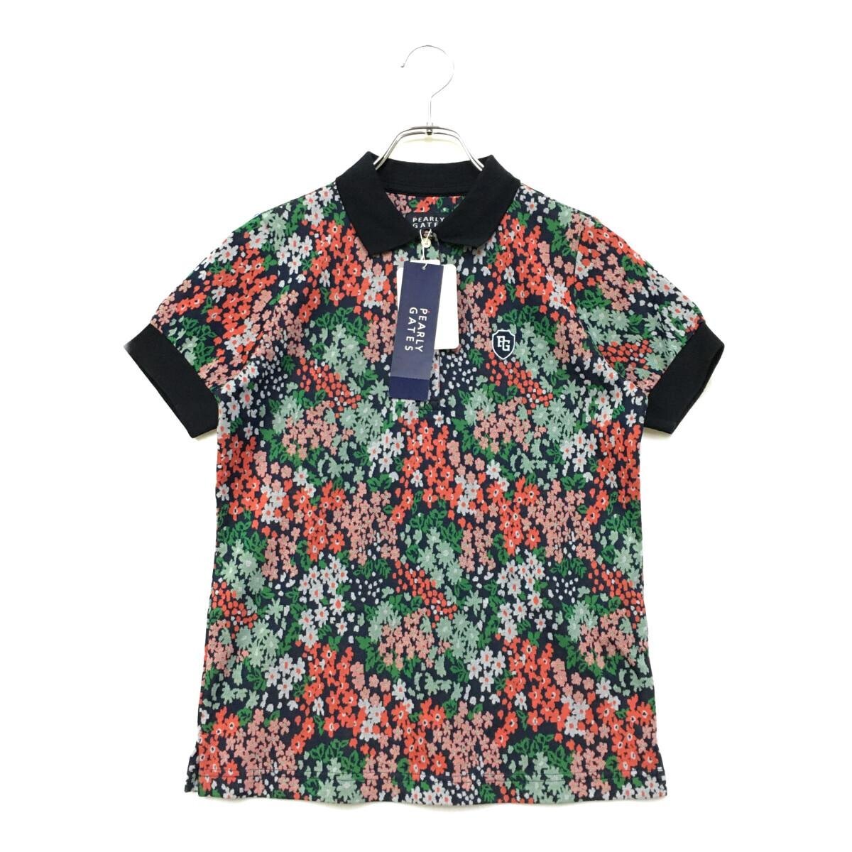 coco★新品★パーリーゲイツ★半袖ポロシャツ★紺系★ネイビー系★花柄★0(S)※レターパックプラス発送可★88916