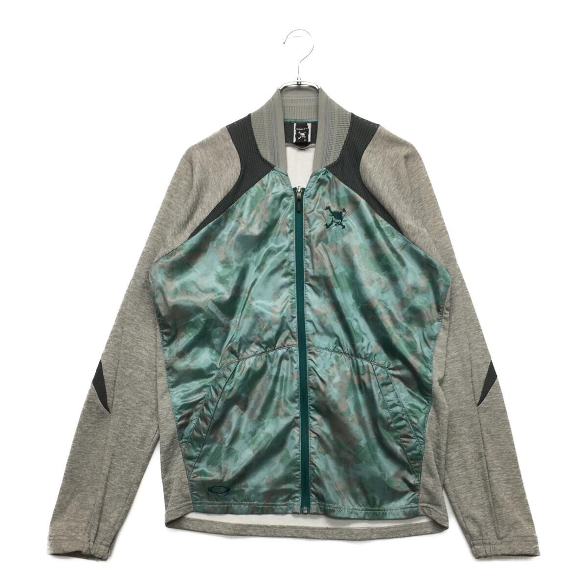 coco* Oacley * long sleeve full Zip outer * thin * rib fleece * gray × green / camouflage pattern *L* used * letter pack post service plus shipping possible *89849