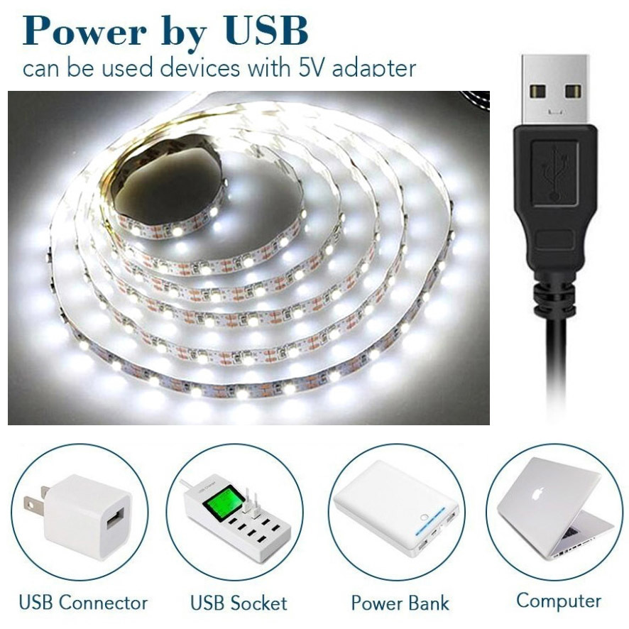 * LED лента свет полоса 5V * USB подача тока клейкая лента specification USB кабель есть [ белый днем цвет ]2m × 2 шт 