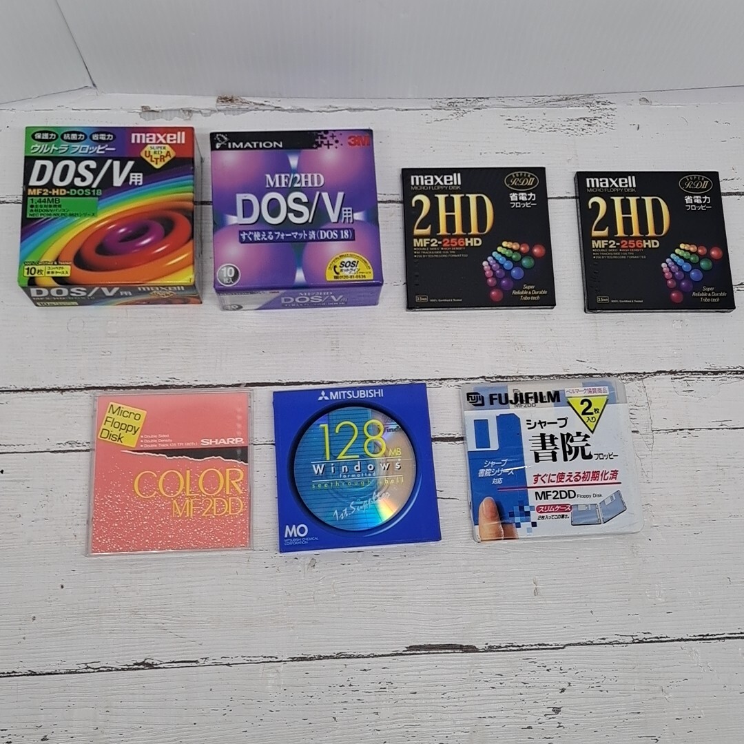 未開封 26枚 セット フロッピーディスク Magneto Optical Disk MO maxell SHARP MITSUBISHI FUJIFILM DOS/V Micro Floppy Disc FD まとめの画像1