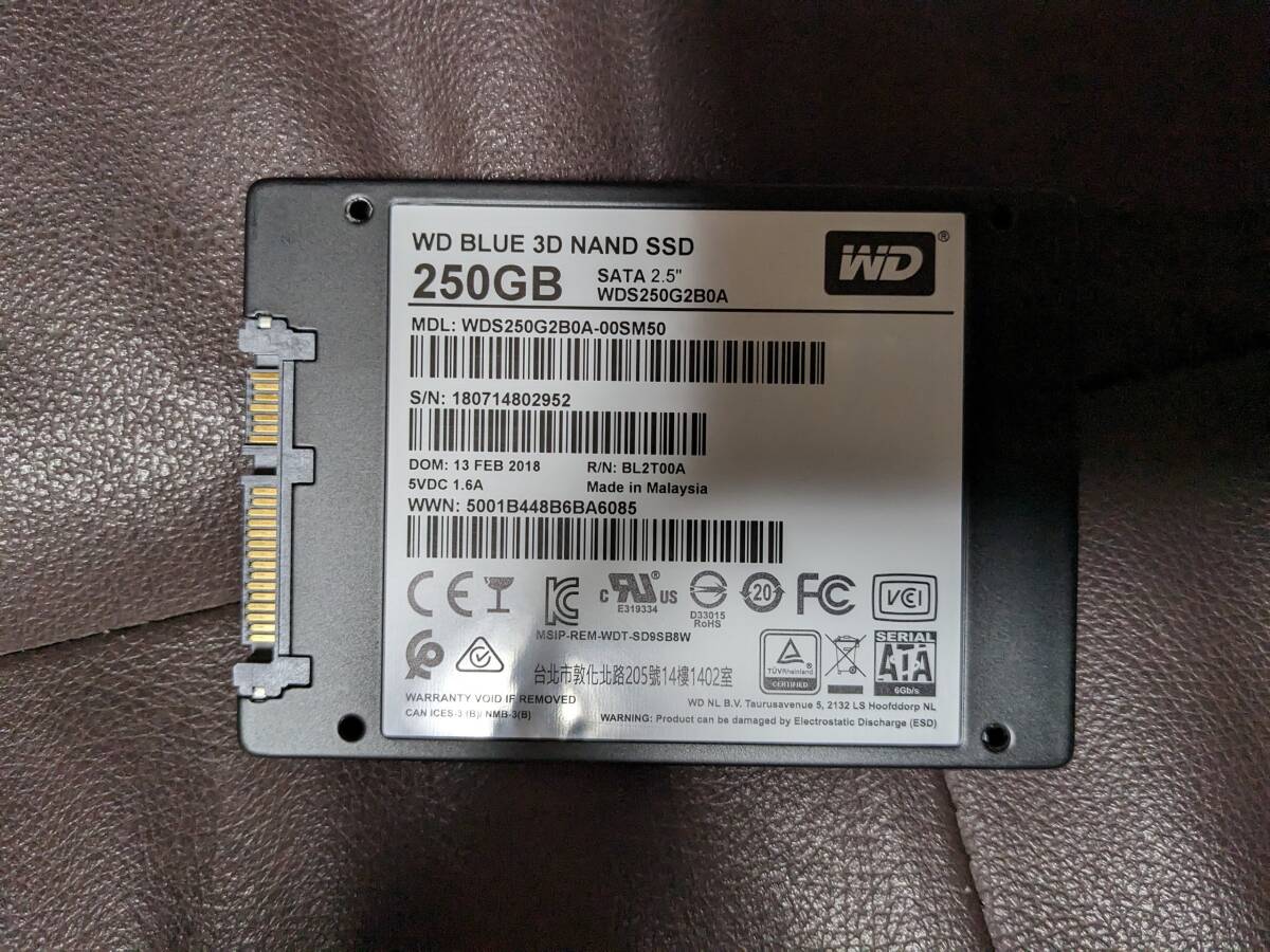 ★☆WD BLUE SSD 250GB 3D NAND SATA Solid State Drive WDS250G2B0A 中古品☆★_画像2