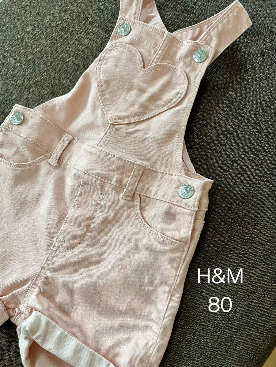 H&M ハートポケット　デニム ショート　サロペット　オーバーオール　80