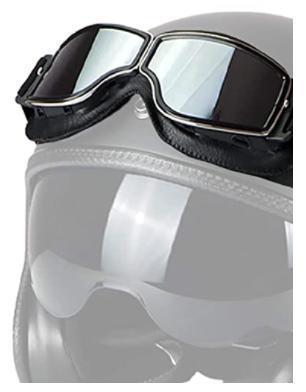 ゴーグル レトロ バイク ヘルメット対応 ミラーレンズ ヴィンテージ クラシック 防風 UVカットの画像4