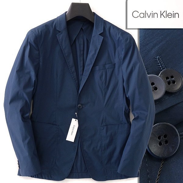 新品 5.8万 カルバンクライン 超軽量 ペーパーコットン ストレッチ ジャケット 46(M) 紺 【J40773】 Calvin Klein ブレザー 春夏 メンズの画像1