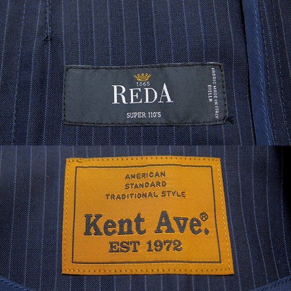 訳有 4.5万 ケントアヴェニュー REDA Super110′s サマー ウール スーツ LL 紺 【J52712】 Kent Ave 春夏 メンズ アンコン セットアップの画像10