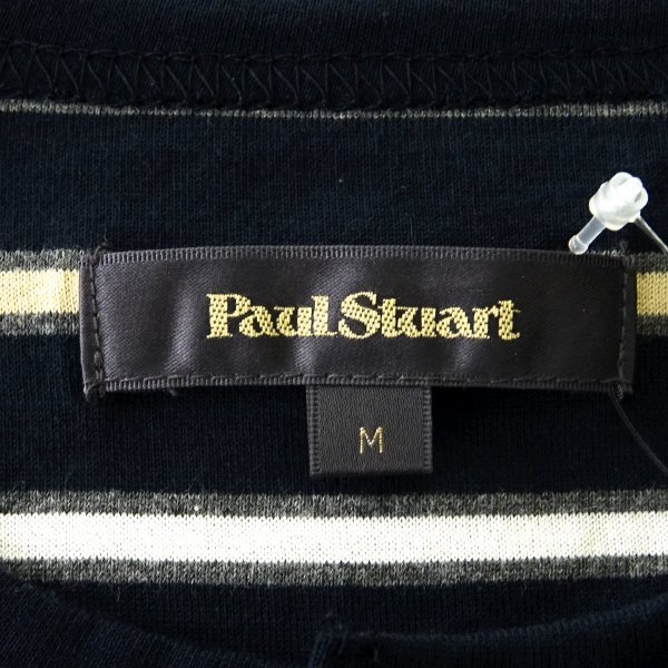 新品 ポールスチュアート ロゴ刺繍 ボーダー ヘンリーネック カットソー M 紺 【I40507】 Paul Stuart メンズ ロンT シャツ 長袖 コットン_画像9