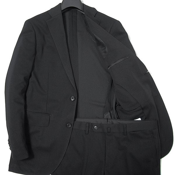 新品 スーツカンパニー 春夏 ストレッチ ジャージー スーツ AB7 (やや幅広LL) 黒 【J46301】 メンズ ジャケット パンツ ウォッシャブルの画像2