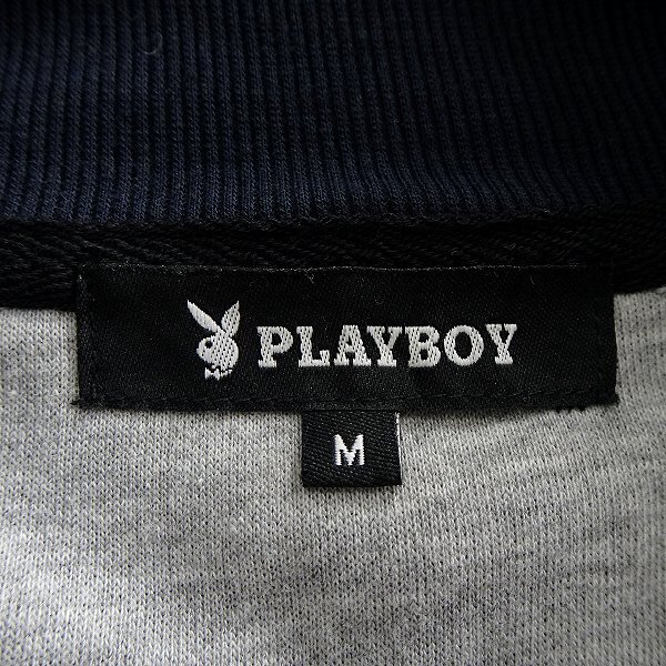  новый товар Play Boy обратная сторона шерсть половина Zip тренировочный M темно-синий [33055_79] PLAYBOY мужской тянуть over футболка тренировочные брюки HALF ZIP