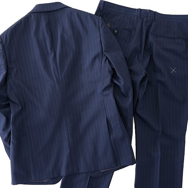  новый товар костюм Company весна лето TG di FABIO шерсть полоса костюм AB6( широкий L) темно-синий [J42108] 175-4D Италия LiberO стрейч summer 