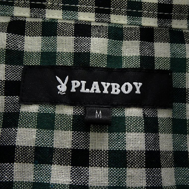 新品 プレイボーイ 24年春夏 クレイジーパターン シャツ LL 緑 【1025_69】 PLAYBOY メンズ 長袖 ボタンダウン コットン レーヨン バニー_画像10