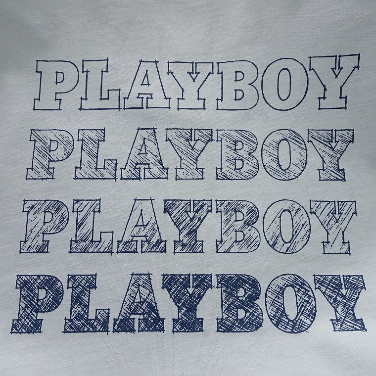 新品 プレイボーイ 24年春夏 グラフィック スウェット L 水色【41022_76】 PLAYBOY ロゴ 長袖 コットン スエット トレーナー メンズの画像4