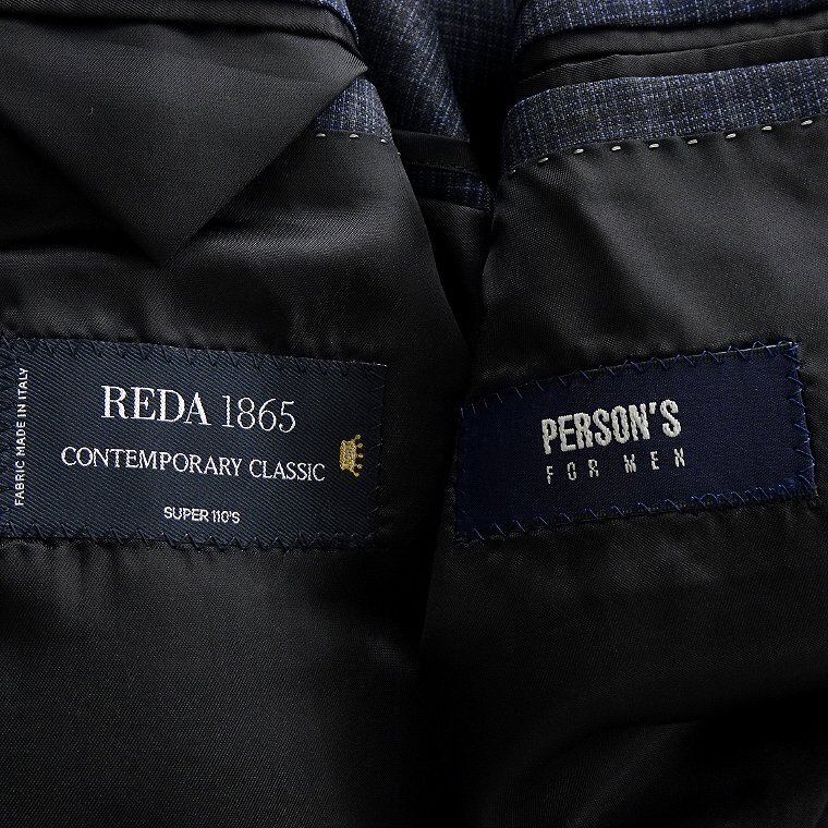 新品 パーソンズフォーメン 春夏 REDA Super110′s ウール スーツ A6(L) 紺【J49100】PERSON'S イタリア チェック シングル 背抜き メンズの画像10