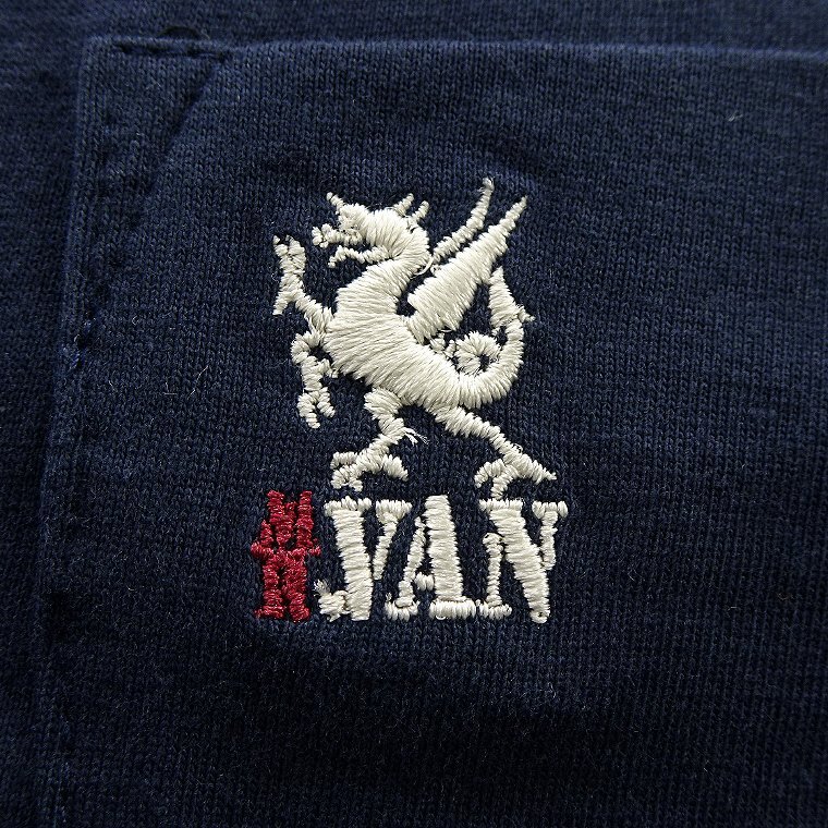 新品 ミスターヴァン 24年春夏 ロゴ刺繍 ポケット Tシャツ L 紺 【VA1742005_79】 MR.VAN メンズ 半袖 丸首 カットソー コットン ポケT_画像5