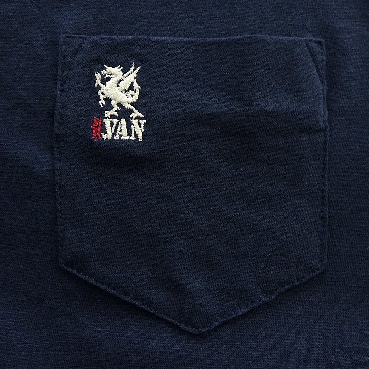 新品 ミスターヴァン 24年春夏 ロゴ刺繍 ポケット Tシャツ L 紺 【VA1742005_79】 MR.VAN メンズ 半袖 丸首 カットソー コットン ポケT_画像4