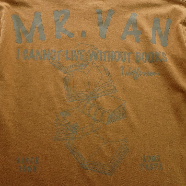 新品 ミスターヴァン 24年春夏 ブックス プリント カットソー M 茶 【VA1742008_18】 MR.VAN メンズ 半袖 丸首 Tシャツ ブランド コットン_画像4