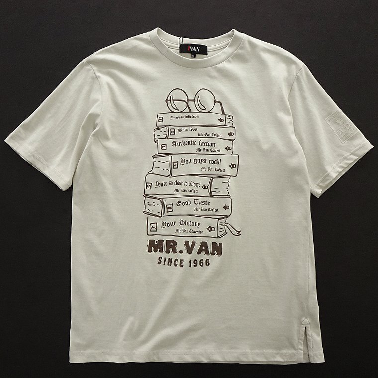 新品 ミスターヴァン 24年春夏 ブックス プリント カットソー L 【VA1742008_16】 MR.VAN メンズ 半袖 丸首 Tシャツ ブランド コットン_画像1