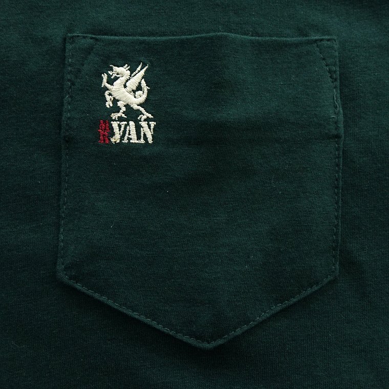 新品 ミスターヴァン 24年春夏 ロゴ刺繍 ポケット Tシャツ M 緑 【VA1742005_69】 MR.VAN メンズ 半袖 丸首 カットソー コットン ポケT