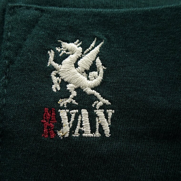 新品 ミスターヴァン 24年春夏 ロゴ刺繍 ポケット Tシャツ M 緑 【VA1742005_69】 MR.VAN メンズ 半袖 丸首 カットソー コットン ポケT