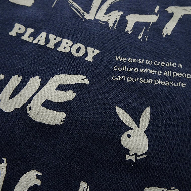 新品 プレイボーイ 24年春夏 プリント カットソー LL 紺【41029_79】 PLAYBOY ロンT バニー ロゴ 長袖 コットン Tシャツ メンズの画像6