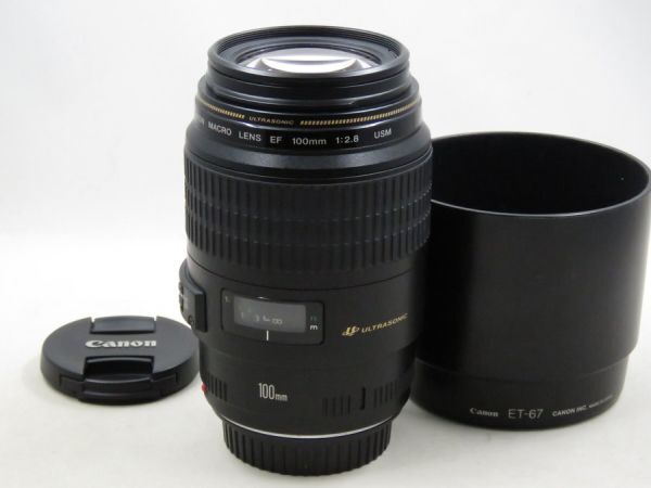 [22024W3]★超極上美品★CANON EF 100mm F2.8 MACRO USM フード付き_超極上美品です！!