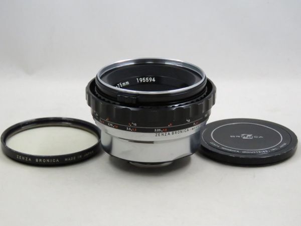 [22279Y3]★極上美品★BRONICA NIKKOR-P 75mm F2.8 純正フィルター・ヘリコイドリング付きの画像1