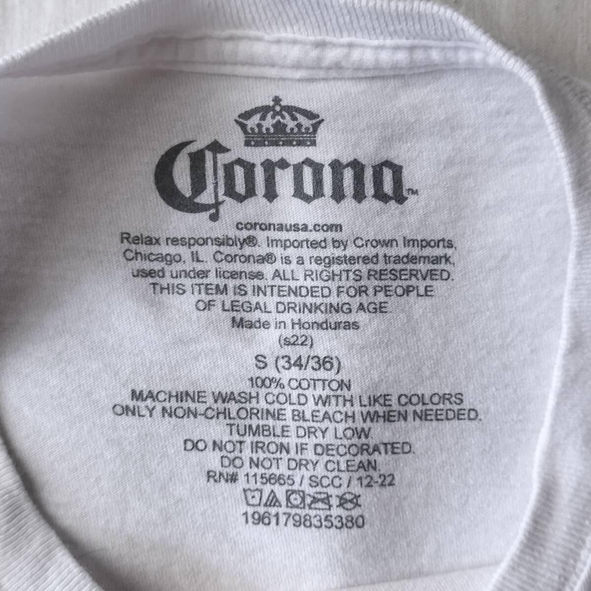 2000's~ CORONA BEER プリントTシャツ ヴィンテージ 100％コットン ホワイト 白 表記Sサイズ USA輸入古着 良品_画像10