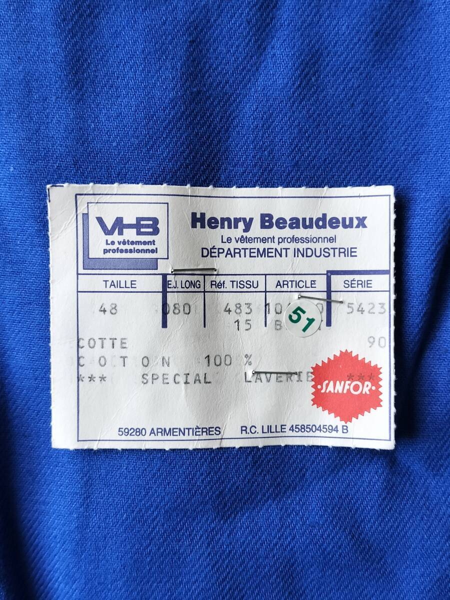1970's~1980's デッドストック フランス製 Henry Beaudeux フランスワークオーバーオール ヴィンテージ 100％コットン 極美品 希少_画像9