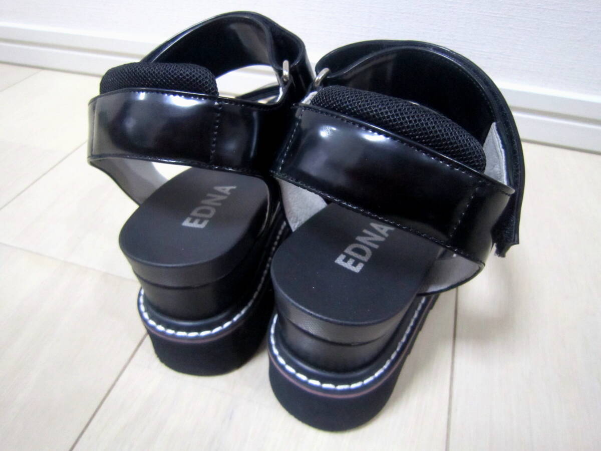 [ almost beautiful goods /1 times use ]EDNA thickness bottom belt sandals enamel black *S size |olientaru traffic ×YouTuberemi Lynn 