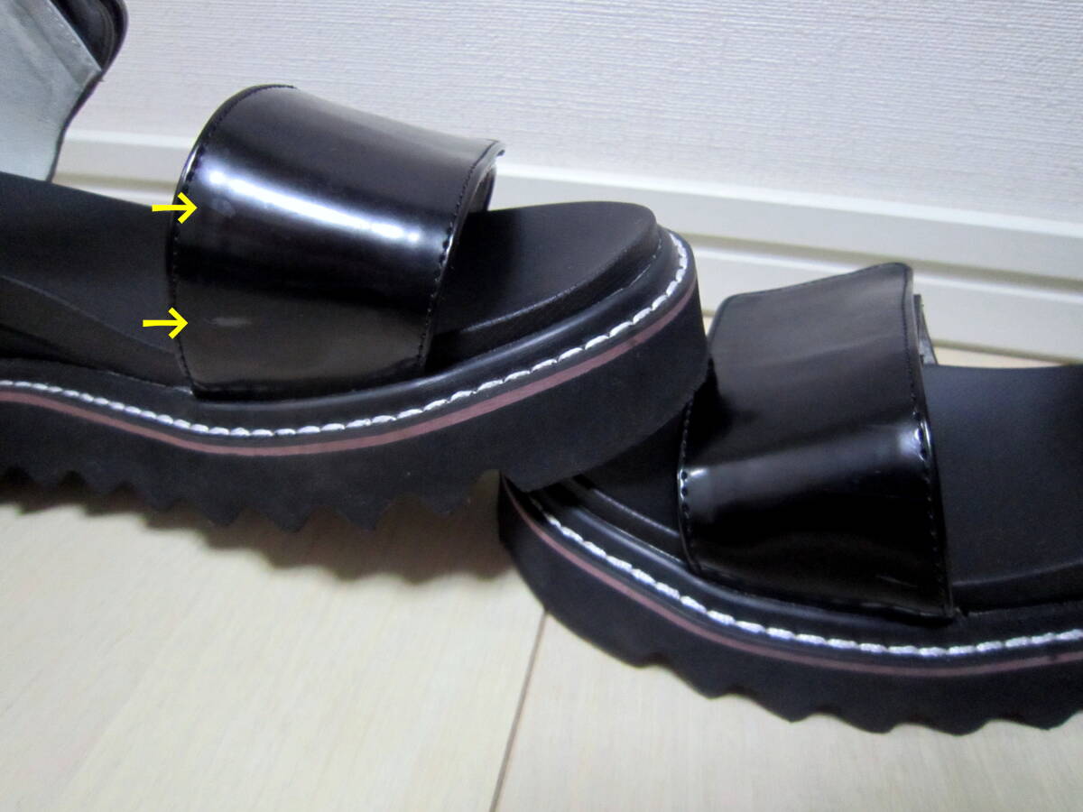 [ почти прекрасный товар /1 раз использование ]EDNA толщина низ ремень сандалии эмаль черный *S размер |olientaru трафик ×YouTuberemi Lynn 