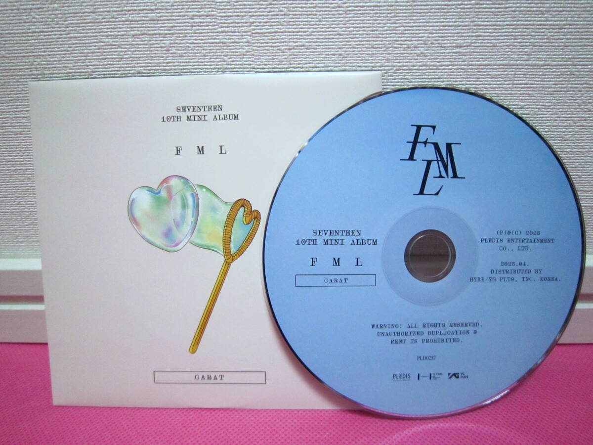 K-POP♪ SEVENTEEN セブチ 10th Mini Album「FML」CARAT Ver. 韓国盤CD+特典 DK(ドギョム)Ver. 再生確認済み良好！_ディスク、スレ有り。再生問題無し良好！