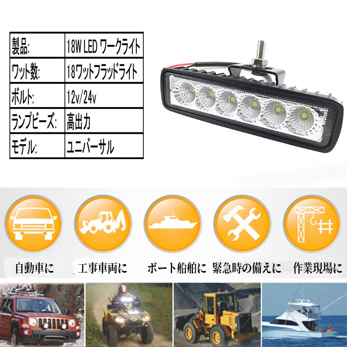 LED ワークライト ライトバー バックランプ フォグランプ 吊り下げ ２個セット アメ車 旧車 トラック ナンバー灯 ホワイト 汎用 車幅 自動の画像3