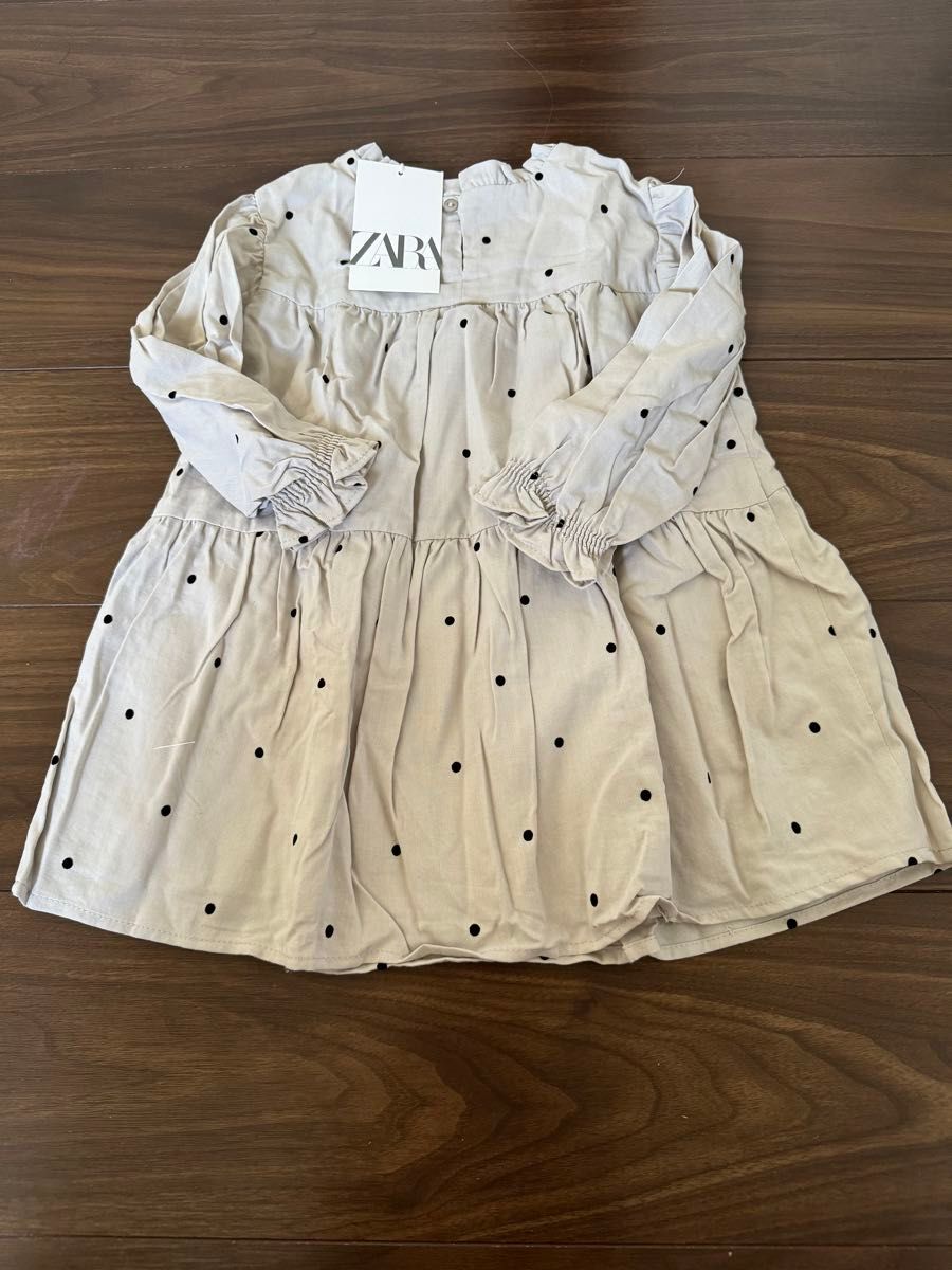 ZARA ザラ　2-3y 98 新品未使用　ちゅ チュニック トップス　ドット　ワンピース　定価3990円　長袖　春　95 100