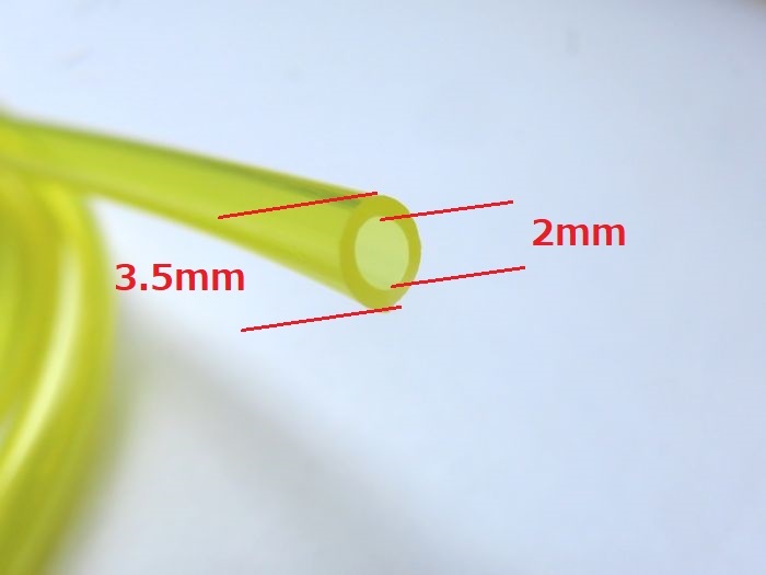  燃料ホース 2×3.5ｍｍ 1m ラジコン エンジン fuel hose 模型      (yellow hose 2×3mm)の画像2