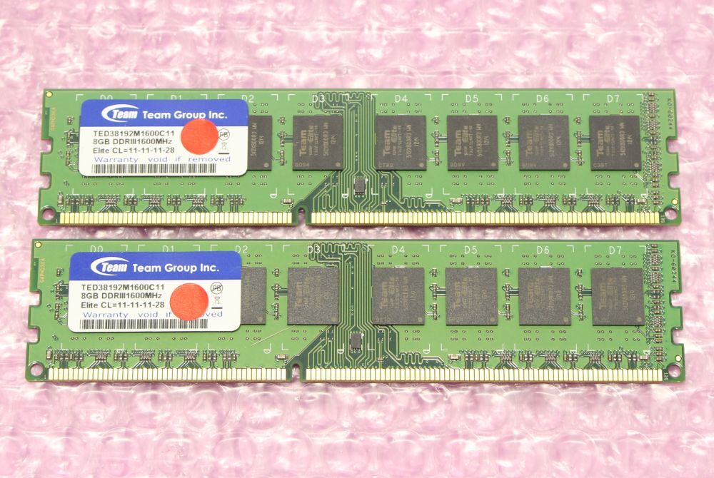 PC3-12800U(DDR3-1600)-8GB×2枚★合計16GB/Teamの画像1