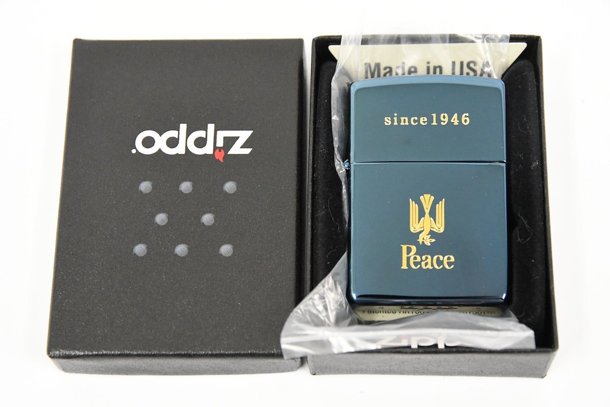 Zippo ジッポー Peace ピース ブルーチタン 2015年製 オイルライター 【美品】箱付 喫煙具 20793033の画像1