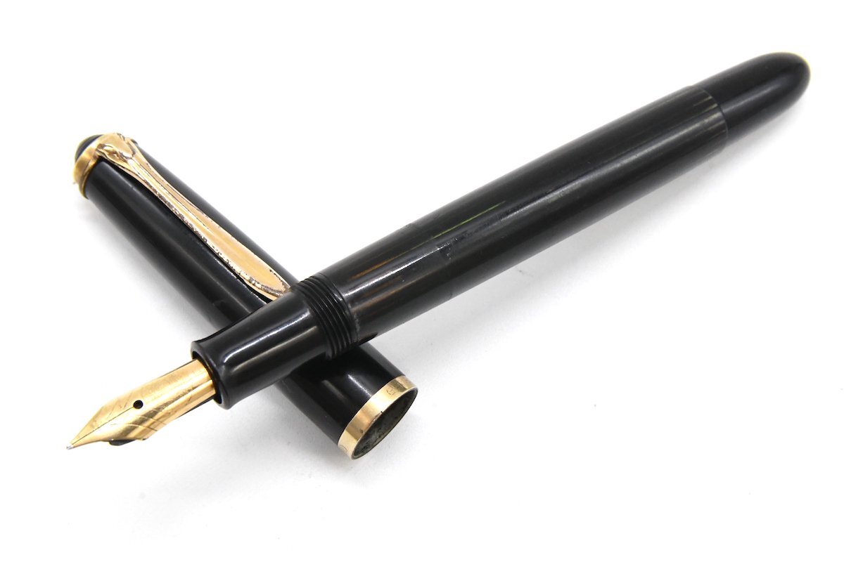 Pelikan ペリカン #400 万年筆 黒 縞 ブラックストライプ 14C F ジャンク品 20793791_画像1