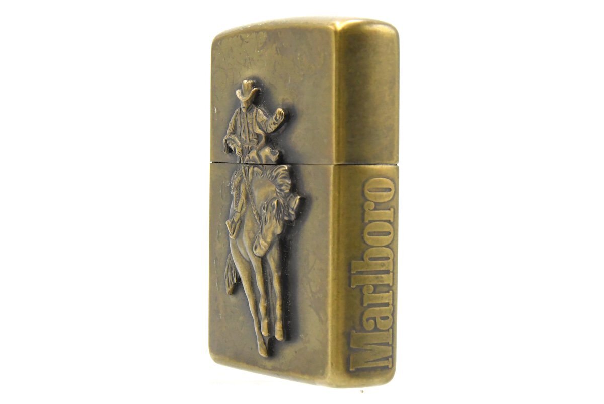 Zippo ジッポー Marlboro マルボロ カウボーイ ロデオ メタル貼り 1998年製 オイルライター 喫煙具 20792682_画像3